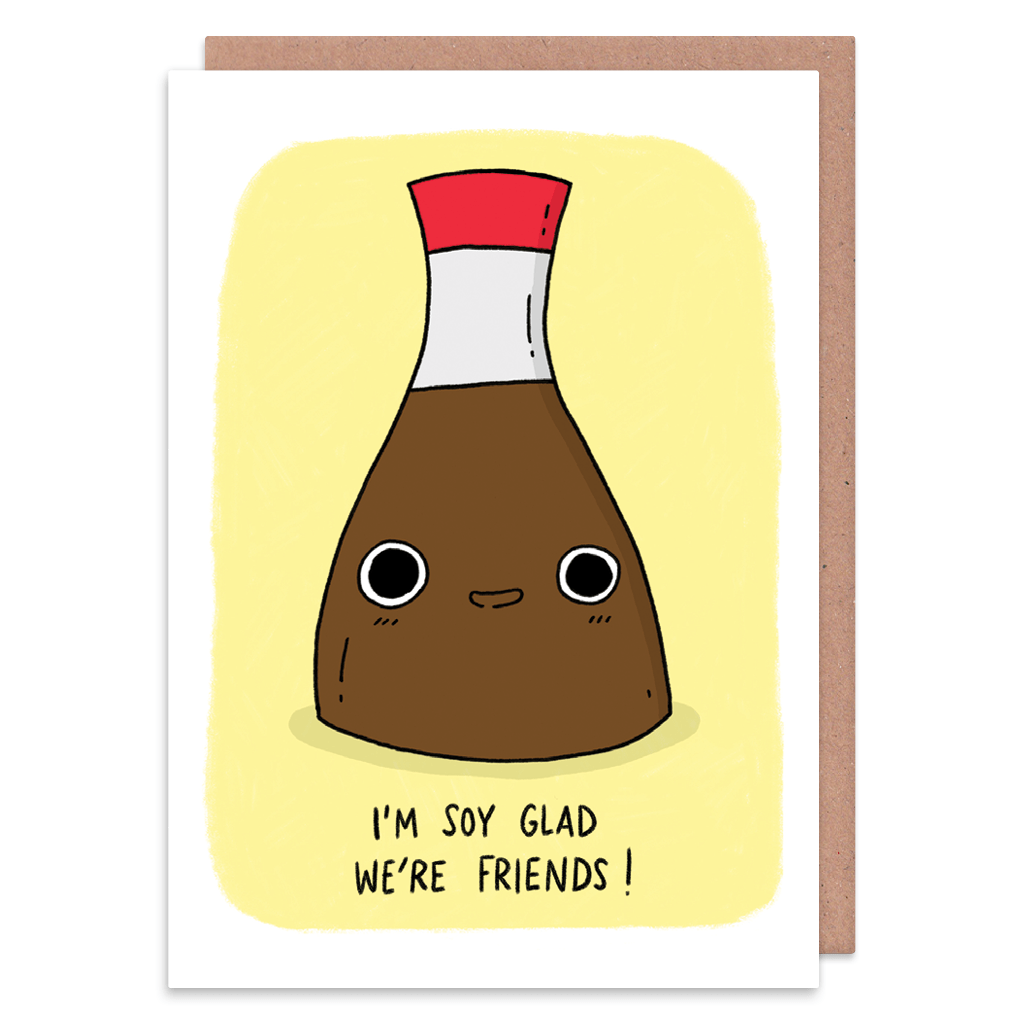 Soy Glad We're Friends Greeting Card by Camille Medina - Whale and Bird
