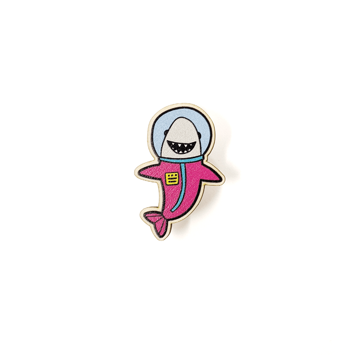 Space Shark Wooden Pin by Anna Alekseeva - Whale and Bird
