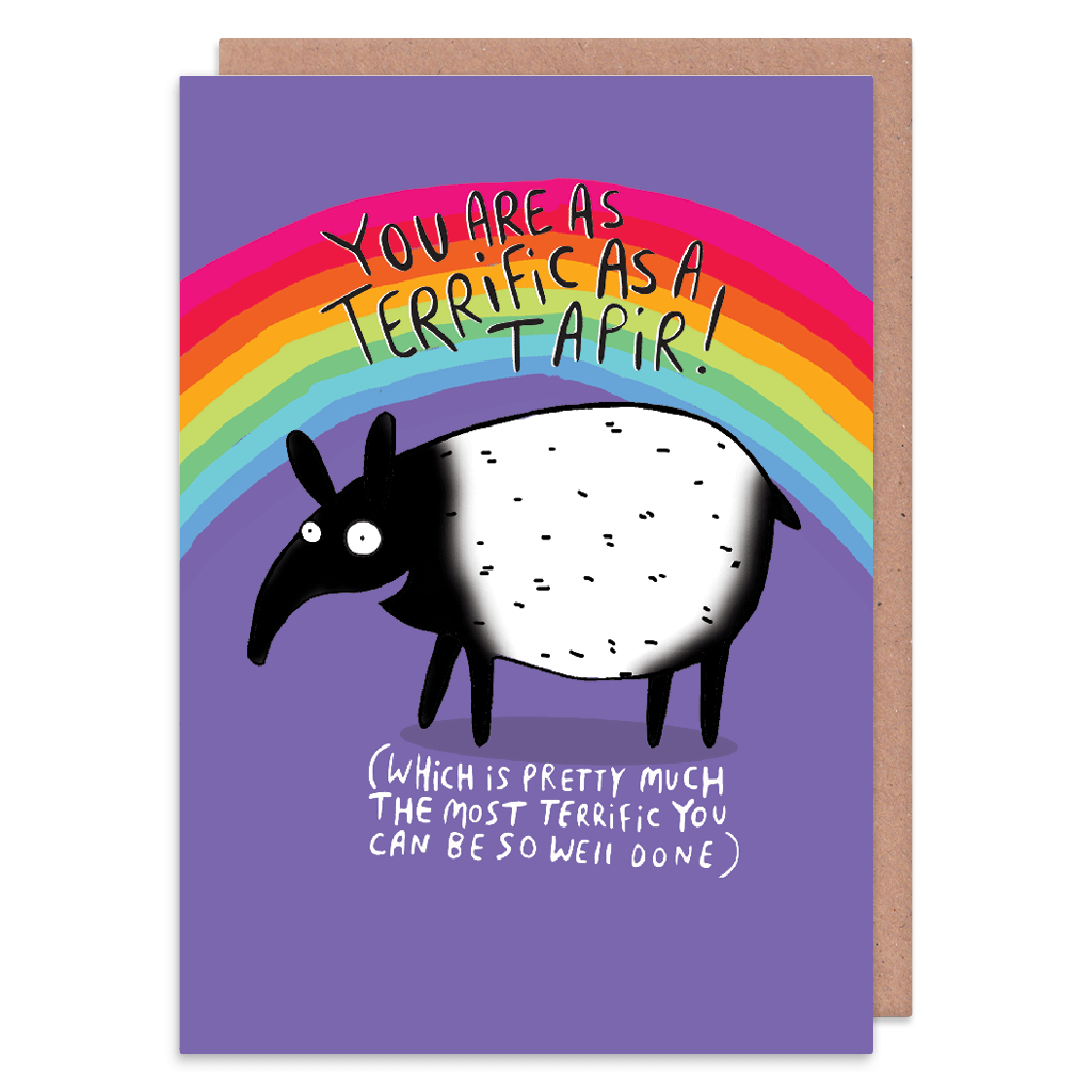 You Are As Terrific As A Tapir Greeting Card by Katie Abey - Whale and Bird