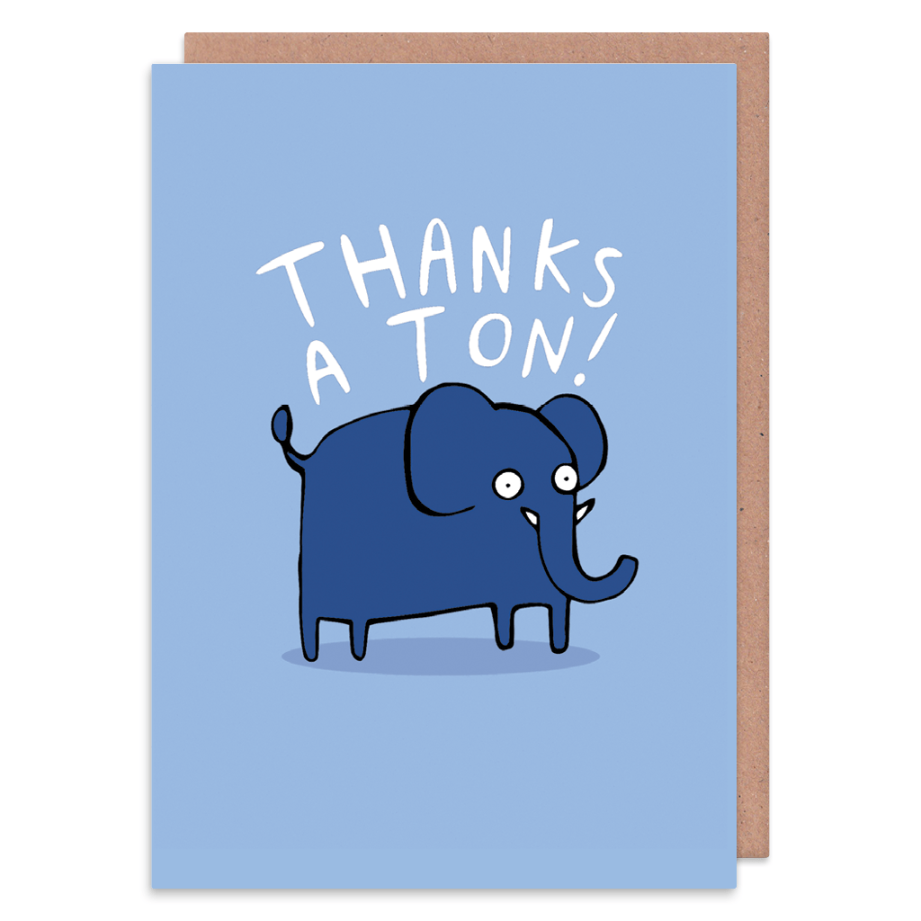 Thanks A Ton Thank You Card by Katie Abey - Whale and Bird