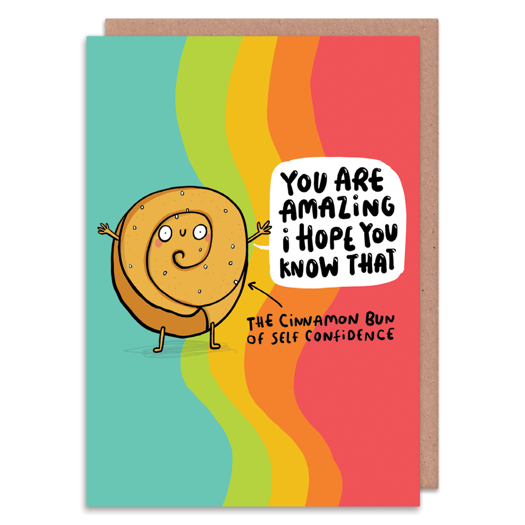 The Cinnamon Bun Of Self Confidence Greeting Card by Katie Abey - Whale and Bird