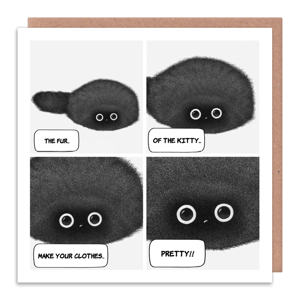The Fur Of The Kitty Make Your Clothes Pretty Cat Greeting Card by Purr In Ink - Whale and Bird