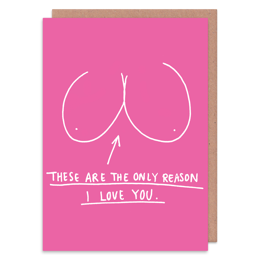 The Only Reason I Love You Pink Greeting Card by Charly Clements - Whale and Bird