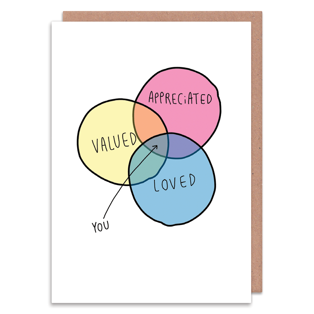 The Venn Diagram Of You Greeting Card by Katie Abey - Whale and Bird
