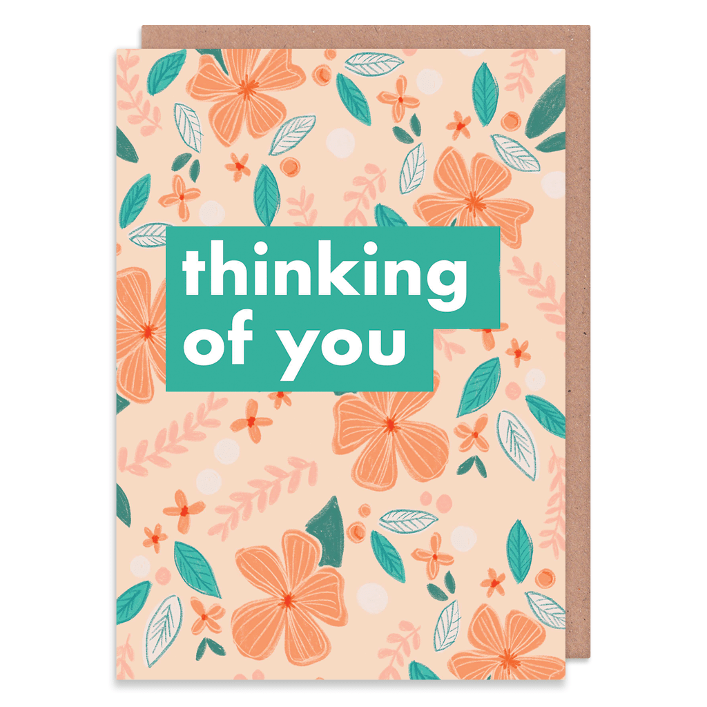 Thinking Of You Peach Floral Greeting Card by Ooh I Like That - Whale and Bird