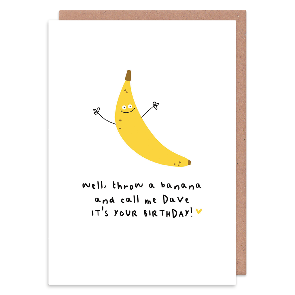 Throw A Banana And Call Me Dave Birthday Card by Ooh I Like That - Whale and Bird