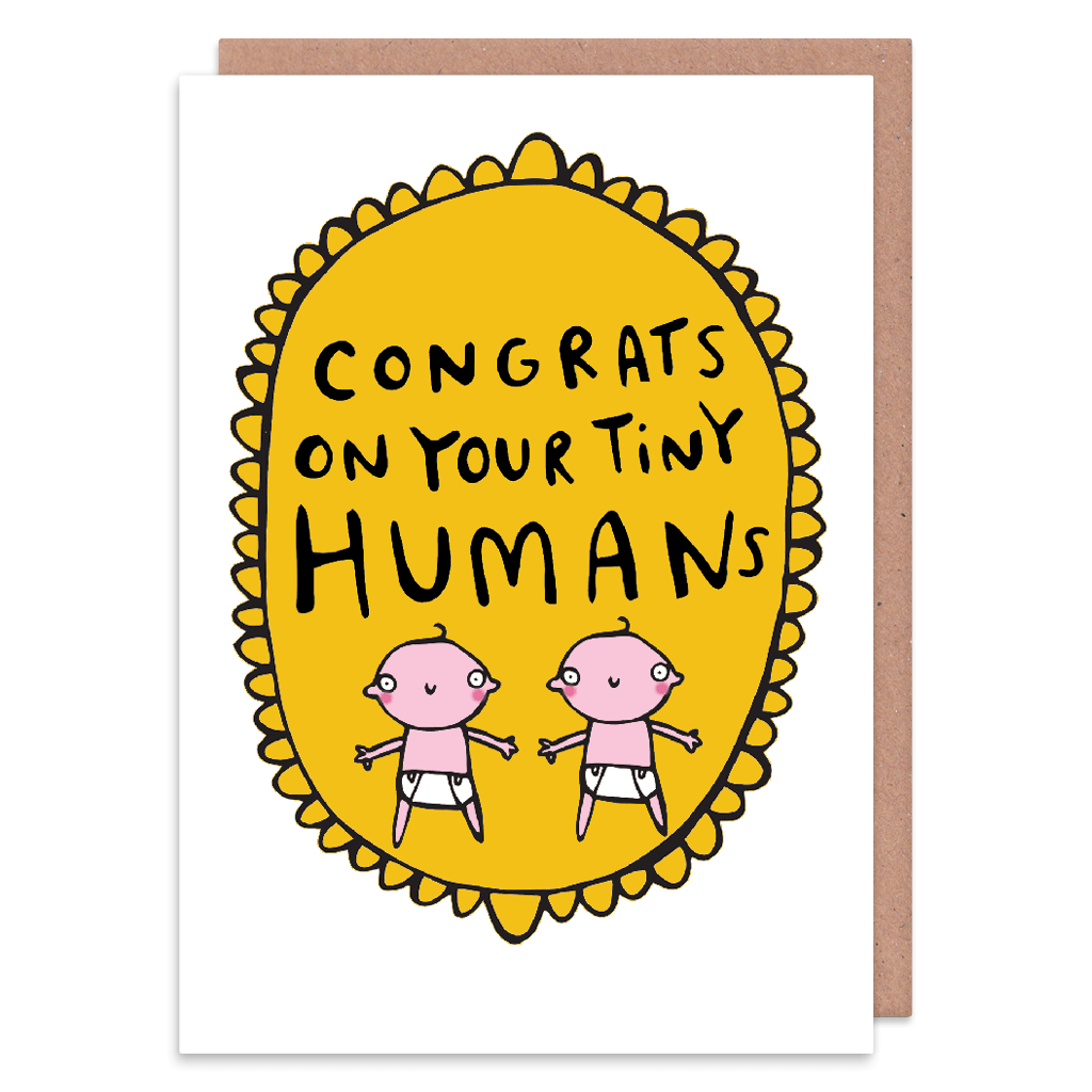 Congrats On Your Tiny Twins New Baby Card by Katie Abey - Whale and Bird