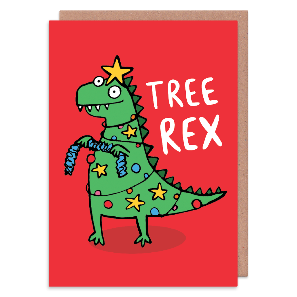 Tree Rex Christmas Card by Katie Abey - Whale and Bird