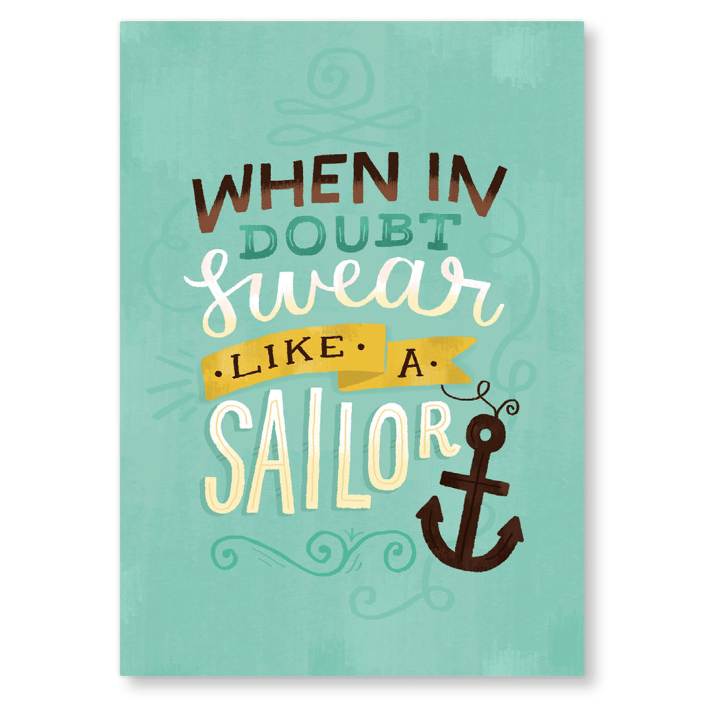 When In Doubt Swear Like A Sailor Postcard by The Happy Pencil - Whale and Bird