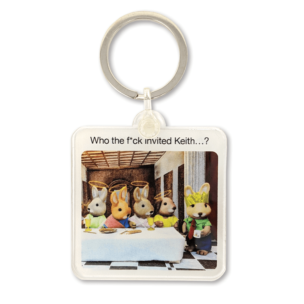 Who The Fuck Invited Keith Keyring by forest fr1ends - Whale and Bird, funny last supper keyring, christian 