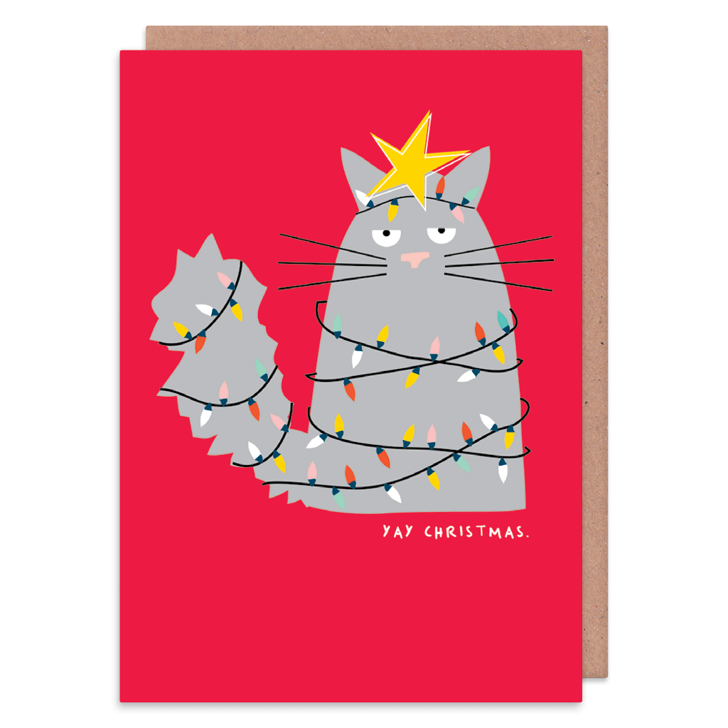 Yay Christmas Cat Christmas Card by Ooh I Like That - Whale and Bird