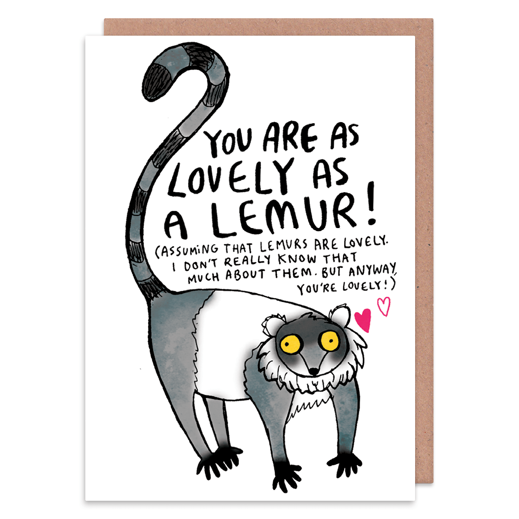 You Are As Lovely As A Lemur Greeting Card by Katie Abey - Whale and Bird
