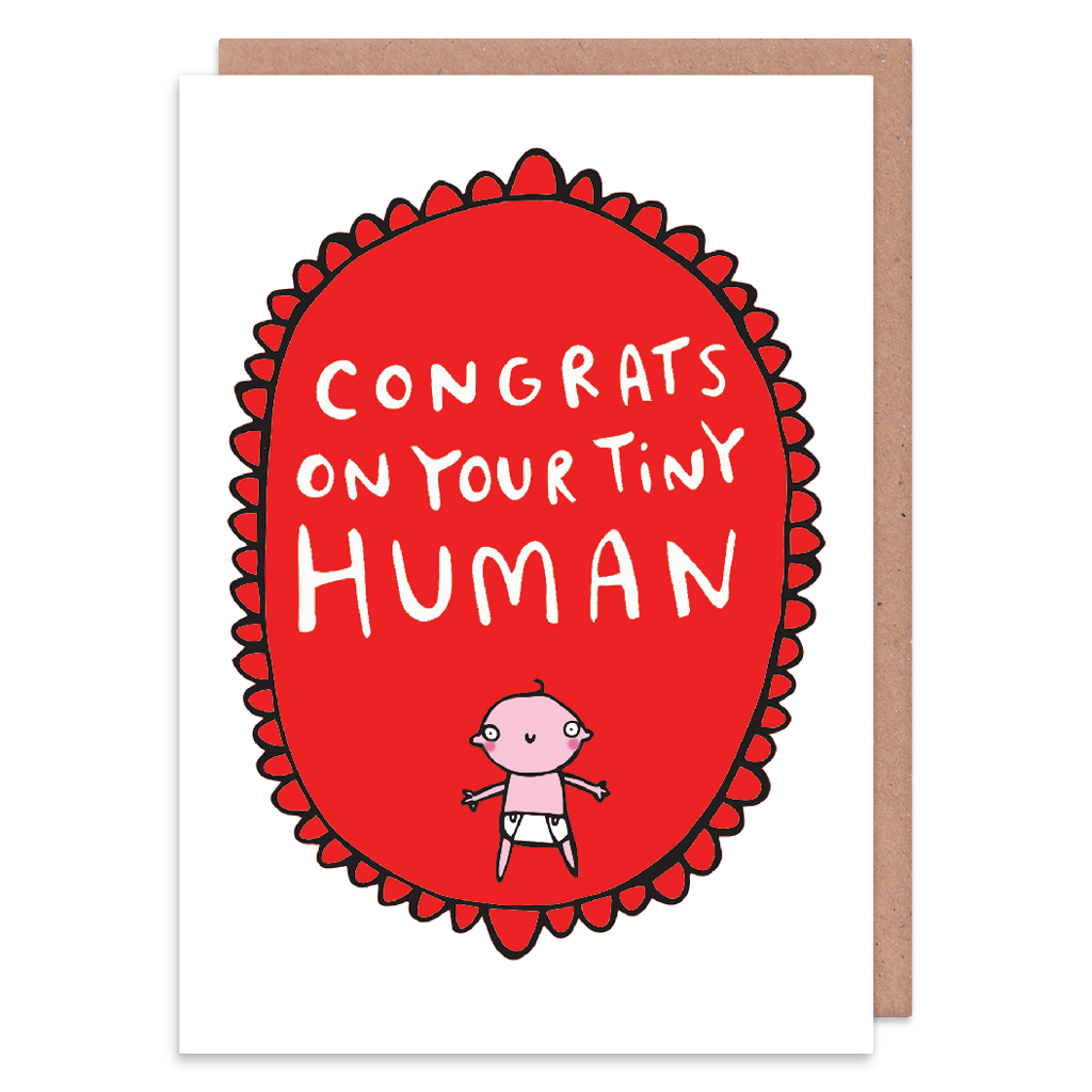 Congrats On Your Tiny Human New Baby Card by Katie Abey - Whale and Bird